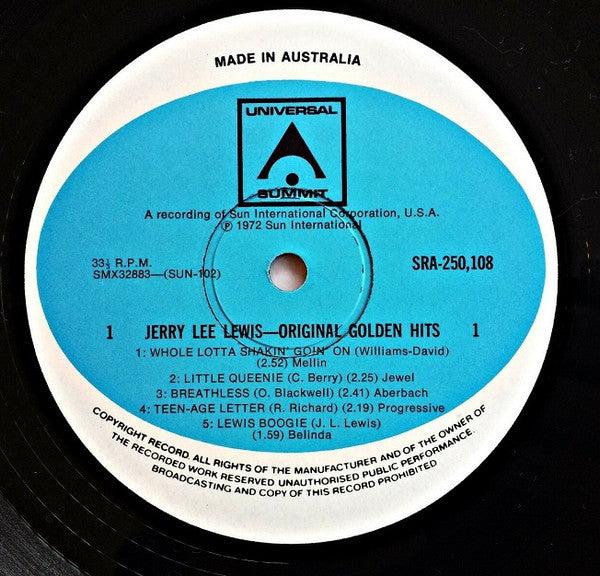 Jerry Lee Lewis : Original Golden Hits (LP, Comp)