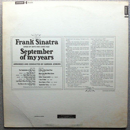 Frank Sinatra : September Of My Years (LP, Album)