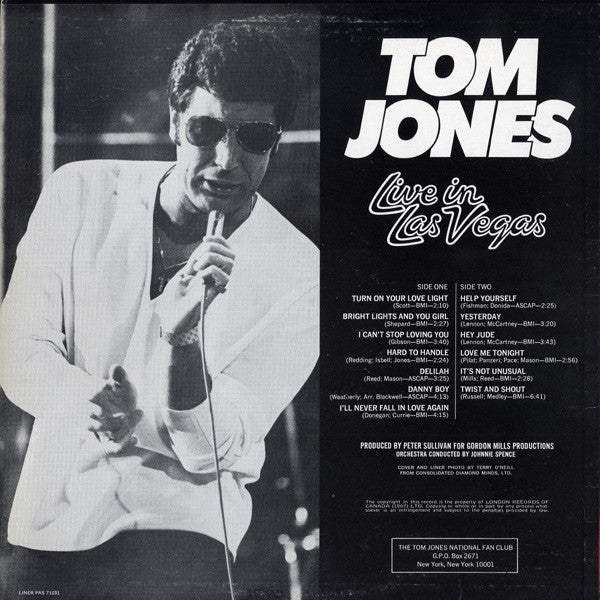 Tom Jones : Live In Las Vegas (LP, Album)