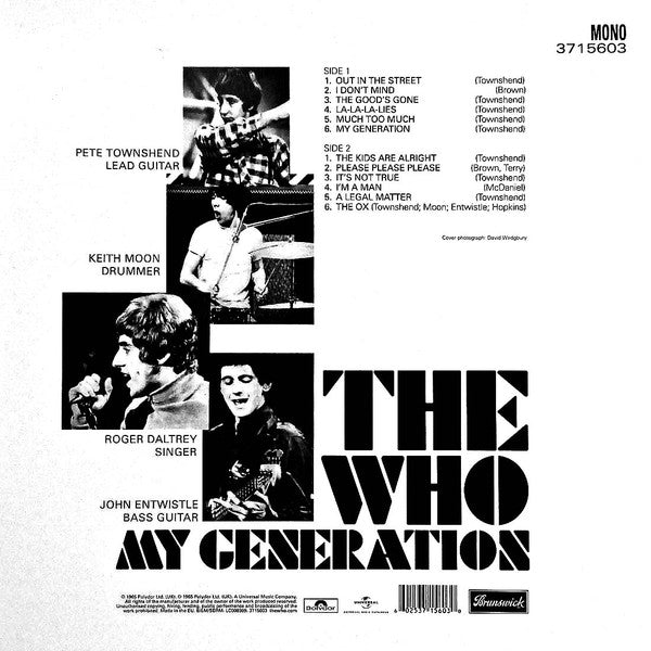 The Who : My Generation (LP, Album, Mono, RE, RP)