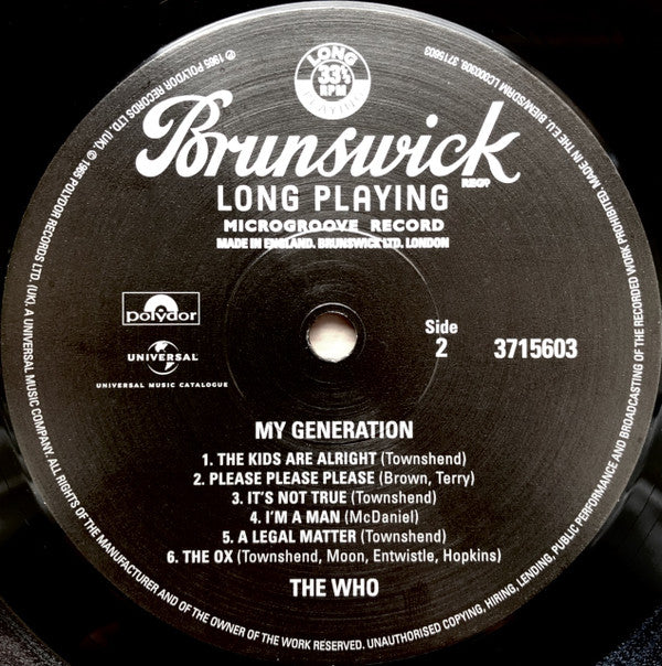 The Who : My Generation (LP, Album, Mono, RE, RP)