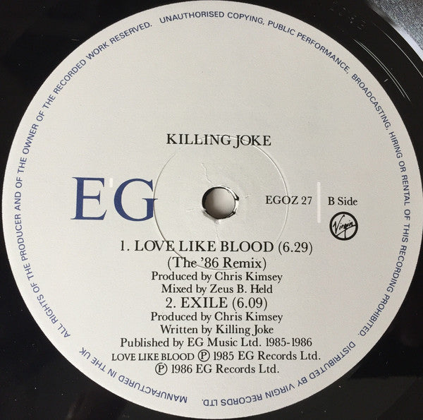 Killing Joke : Adorations (The Supernatural Mix + The '86 Special Remix Of Love Like Blood) (12", Single)