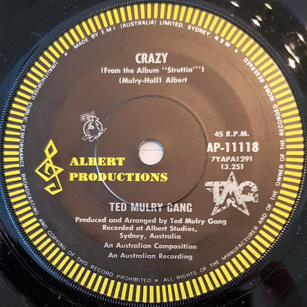 Ted Mulry Gang : Crazy (7", Single)