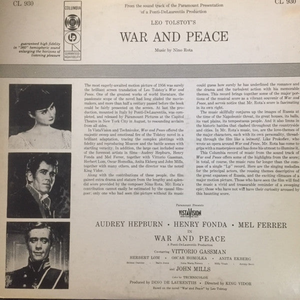 Nino Rota, Franco Ferrara : War And Peace (LP)