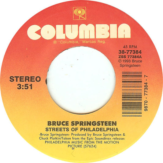 Bruce Springsteen : Streets Of Philadelphia (7", Single)