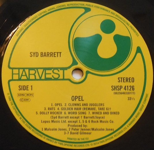 Syd Barrett : Opel (LP, Album, RE, Gat)