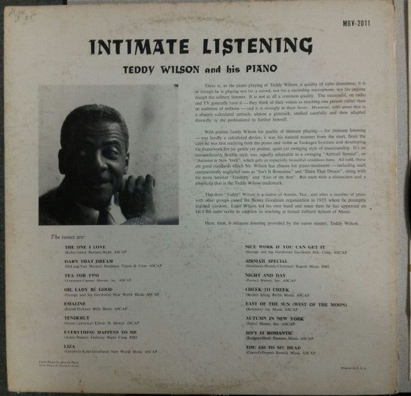 Teddy Wilson : Intimate Listening (LP, Album)