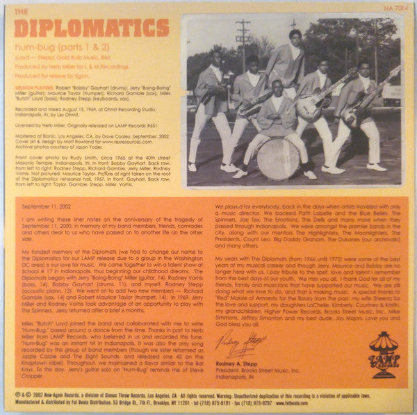 Diplomatics : Hum-Bug (Parts 1 & 2) (7", Single, RE)