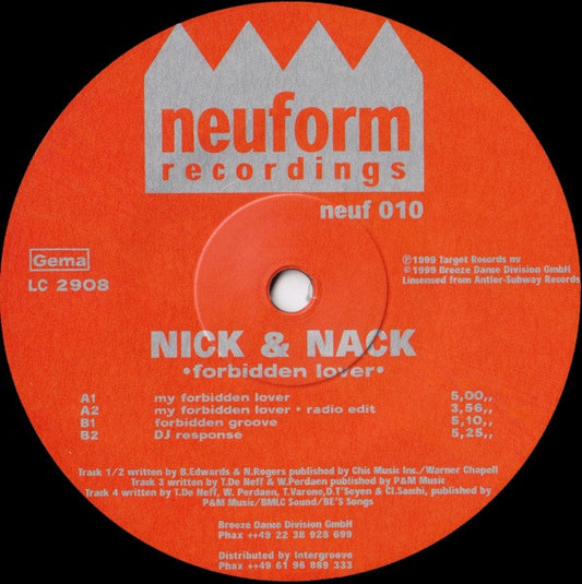 Nick & Nack : Forbidden Lover (12")