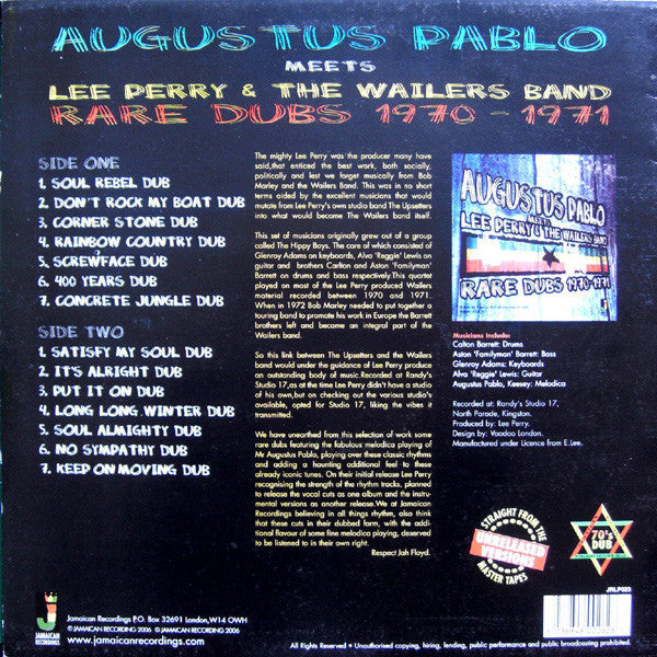 Augustus Pablo Meets Lee Perry & The Wailers Band : Rare Dubs 1970-1971 (LP, Comp)