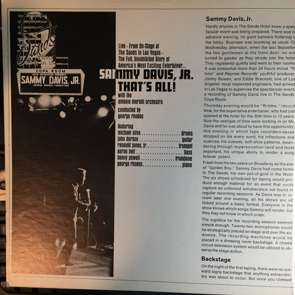 Sammy Davis Jr. : That's All! Recorded Live At The Sands Hotel, Las Vegas  (2xLP)