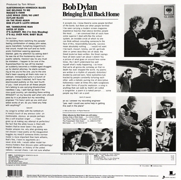 Bob Dylan : Bringing It All Back Home (LP, Album, Mono, RE, 180)