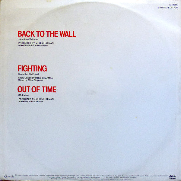 Divinyls : Back To The Wall (12", Single, Ltd)