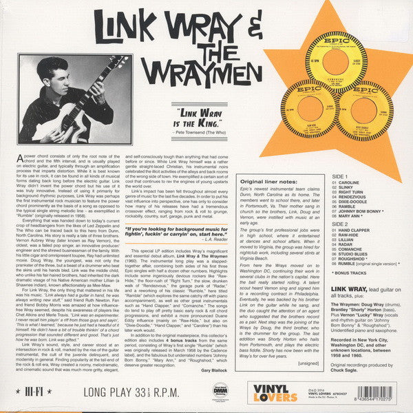 Link Wray And His Ray Men : Link Wray & The Wraymen (LP, Album, Ltd, RE, RM, 180)