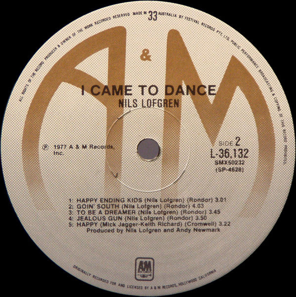 Nils Lofgren : I Came To Dance (LP, Album)