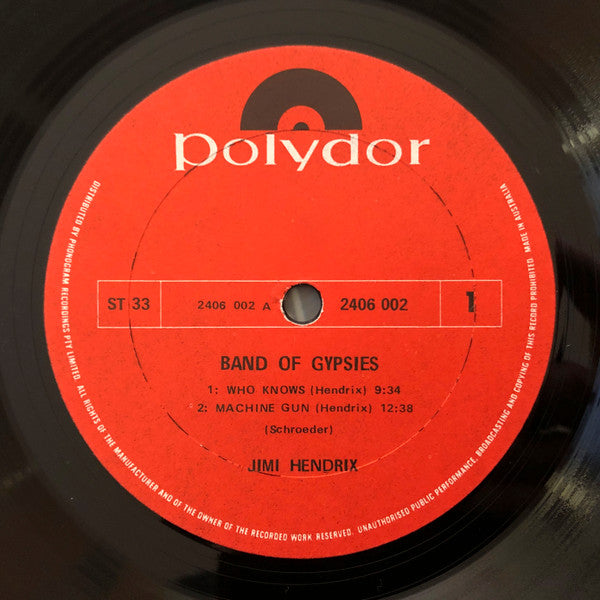 Jimi Hendrix : Band Of Gypsys (LP, Album, Pur)