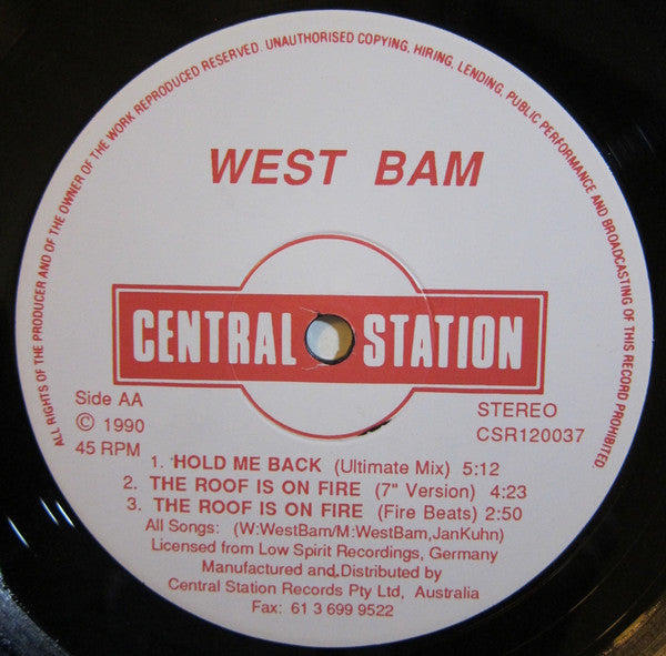 WestBam : The Roof Is On Fire (12")